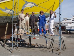 Mollymawk's crew get ready for the big paint job