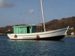Satisfaction - A Carriacou cargo boat photographed in Tyrrel Bay