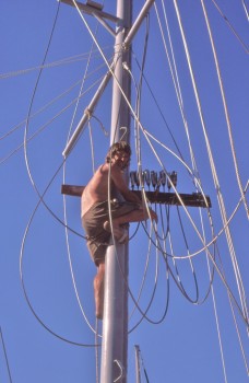 Nick prepares to pour the mizzen mast rigging terminals