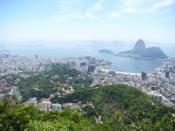 Rio de Janeiro - the city, the harbour, and the sugar loaf seen from the hills to the north-west