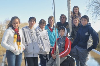 Argentina's junior sailing champions pose with the Mollymawks on our bow