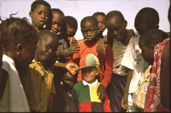 Caesar, aged 3, with friends in Senegal