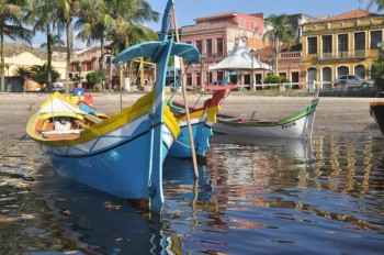 Brightly painted canoes in the nearby town of Paranagua