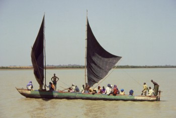 African canoes, such as this one in Guinea Bissau, are much chunkier than the Brazilian kind