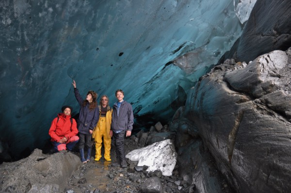 Standing underneath a glacier