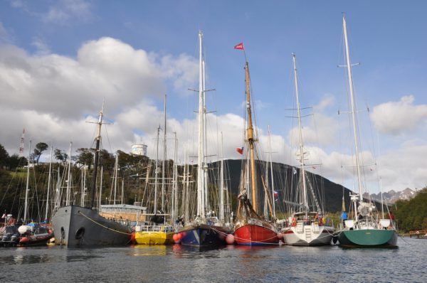 'Mollymawk', alongside the Micalvi, is dwarfed by the 'Expedition Yachts'